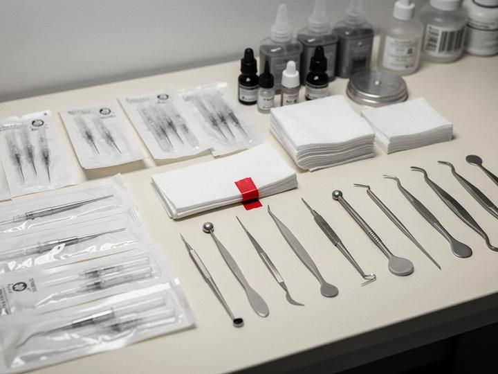 Sterile tools and a clean preparation workspace
